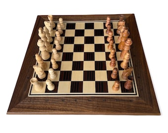 Personalized Wooden Chess Set: Handcrafted Board & Figures