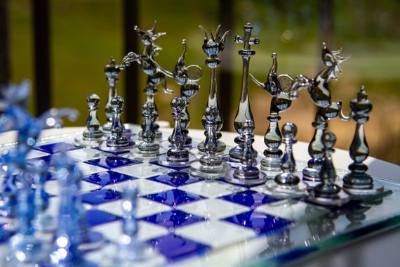 overzien Dwingend beetje Luxe uniek schaakspel handgemaakt Murano-glas schaakbord en - Etsy België