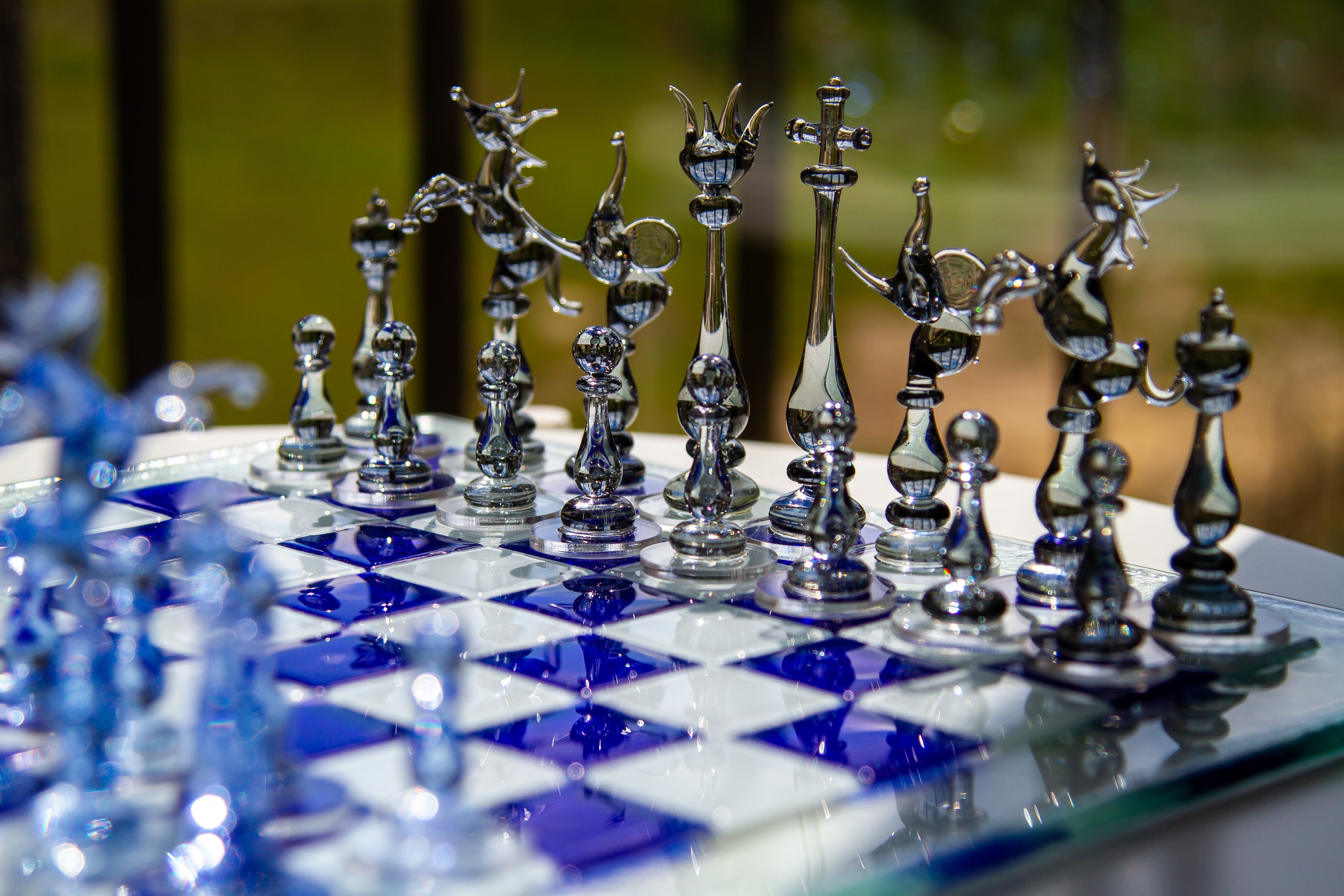 Verslaafde knelpunt Tien jaar Luxe uniek schaakspel handgemaakt Murano-glas schaakbord en - Etsy Nederland