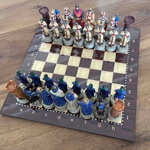XL SIZE Chess Set, Handmade Medieval Figures With Wooden Board ...