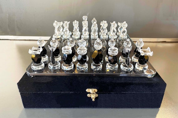 Luxury Unique Chess Set, Handmade Murano Glass Chess Board and