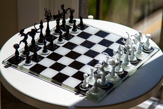 boog wapenkamer Verfrissend Luxe unieke schaakset handgemaakte murano glazen schaakbord - Etsy België