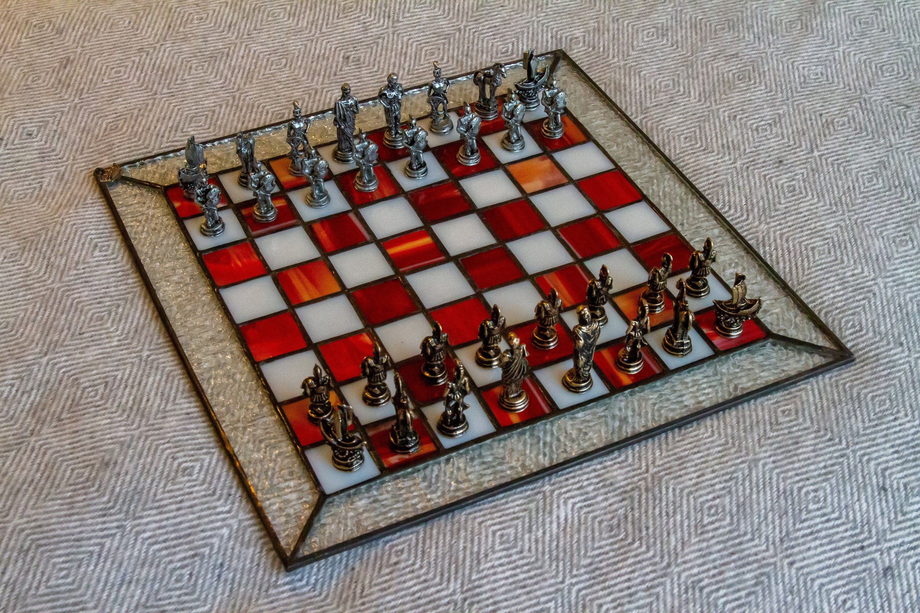 Luxury Unique Chess Set Handmade Murano Glass Chess Board and