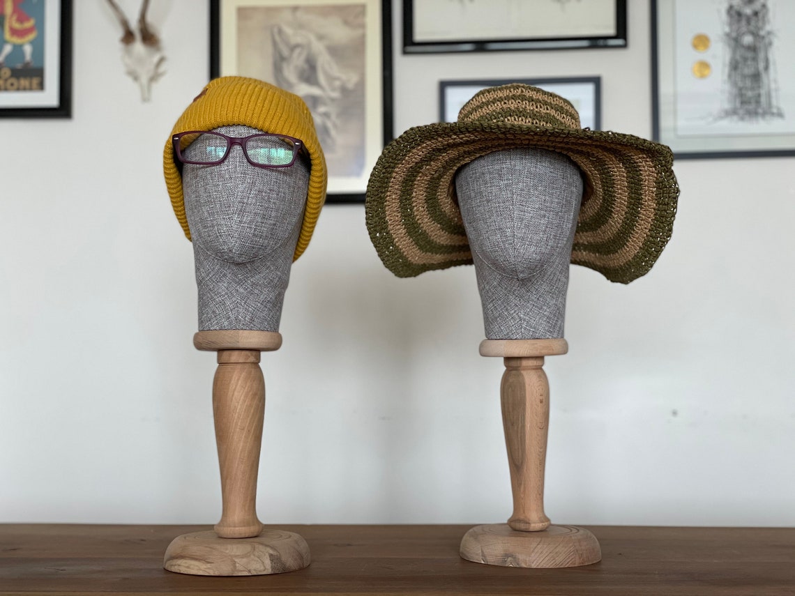 Mannequin Head With Wooden Stand Handmade Fabric Head Etsy