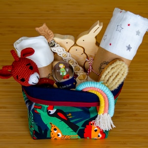 Panier-cadeau bébé bio, Boîte de bienvenue pour bébé, Cadeau de douche de bébé, Cadeau unisexe pour bébé, Panier-cadeau de maternité, Coffret cadeau de bébé garçon, Cadeau nouveau-né