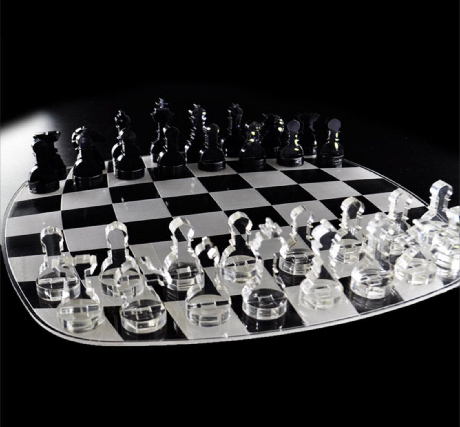 Elegant Chess & Checker Set Black and White Chess Set Etsy