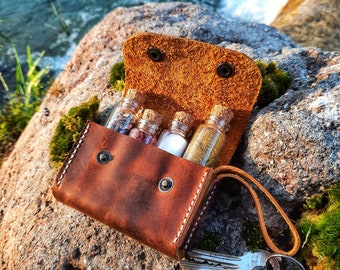 Handmade Leather Spice Kit, Camping Kitchen Utensils, Personalized Travel Tools