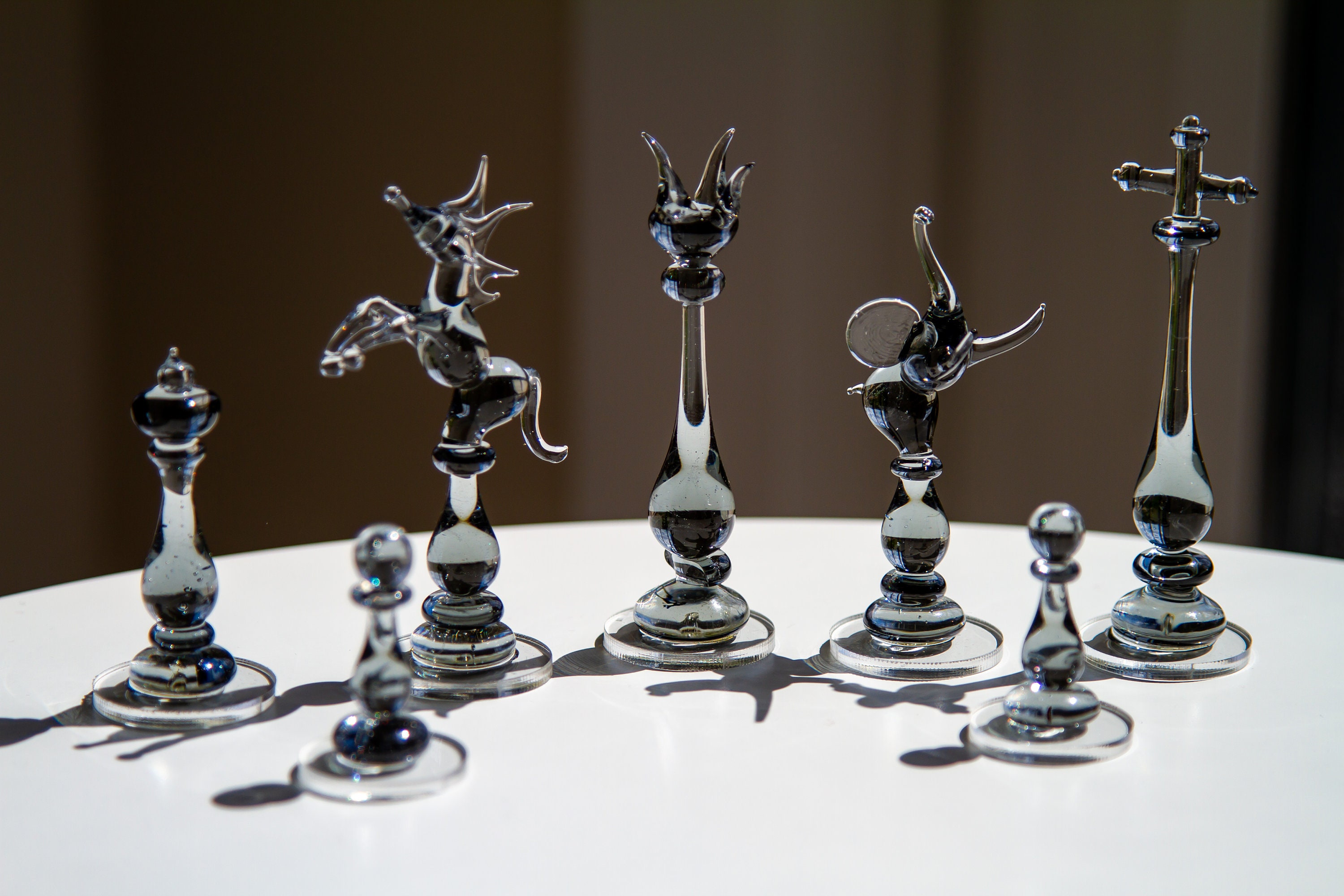 Luxury Unique Chess Set, Handmade Murano Glass Chess Board and Pieces,  Black and Blue Chess Set -  Denmark