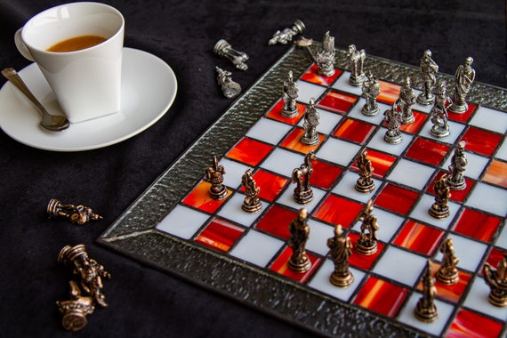 Luxury Unique Chess Set, Handmade Murano Glass Chess Board and