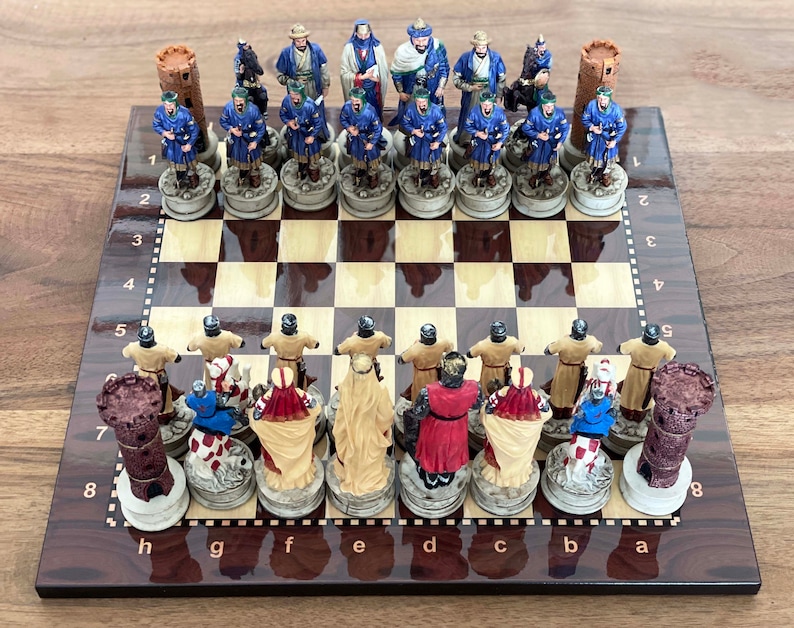 XL SIZE Chess Set Handmade Medieval Figures With Wooden | Etsy