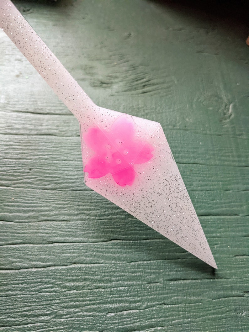 Pink Cherry Blossom Resin Blade Glittering White Sakura Kunai