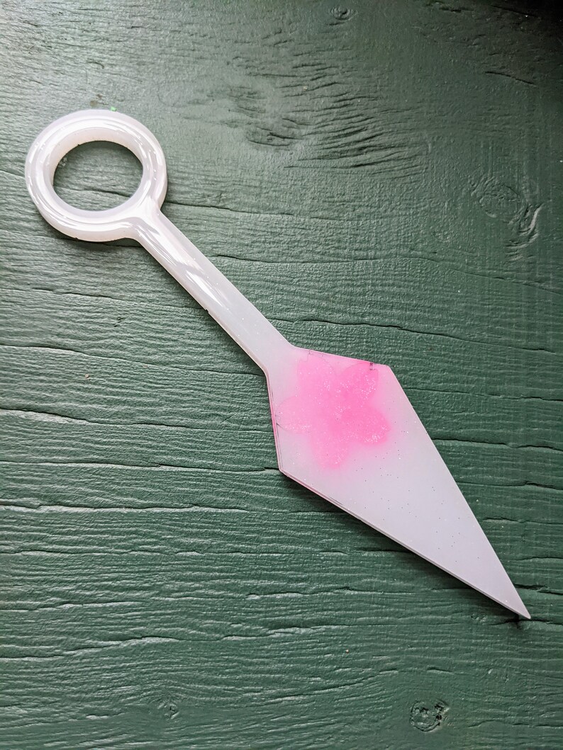 Pink Cherry Blossom Resin Blade Glittering White Sakura Kunai