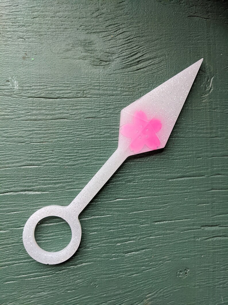 Pink Cherry Blossom Resin Blade Glittering White Sakura Kunai