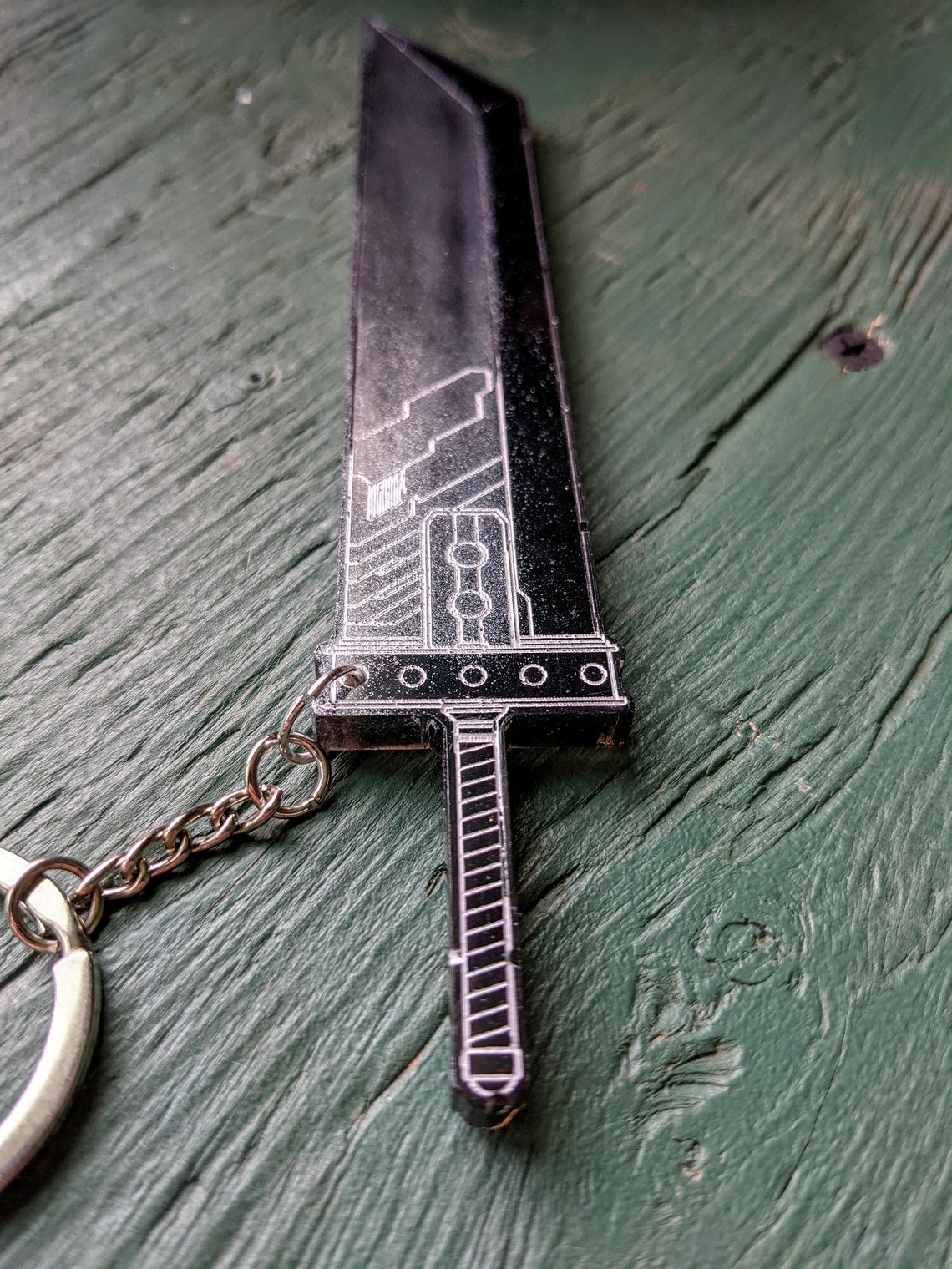Buster Blade Keychain Large Gray and Silver Resin Sword Etsy