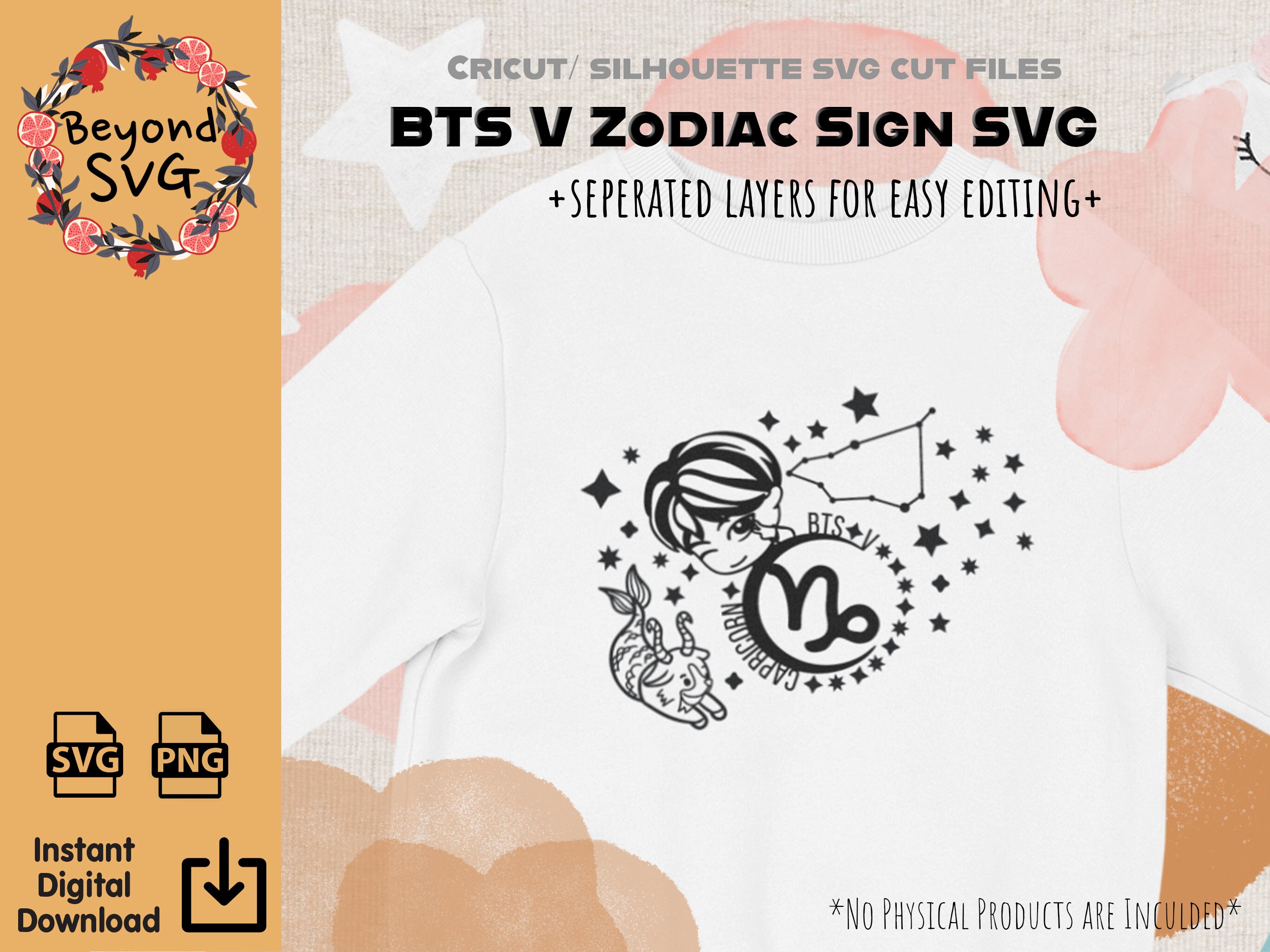 BTS V Zodiac sign Capricorn svg/ BTS V Constellation svg
