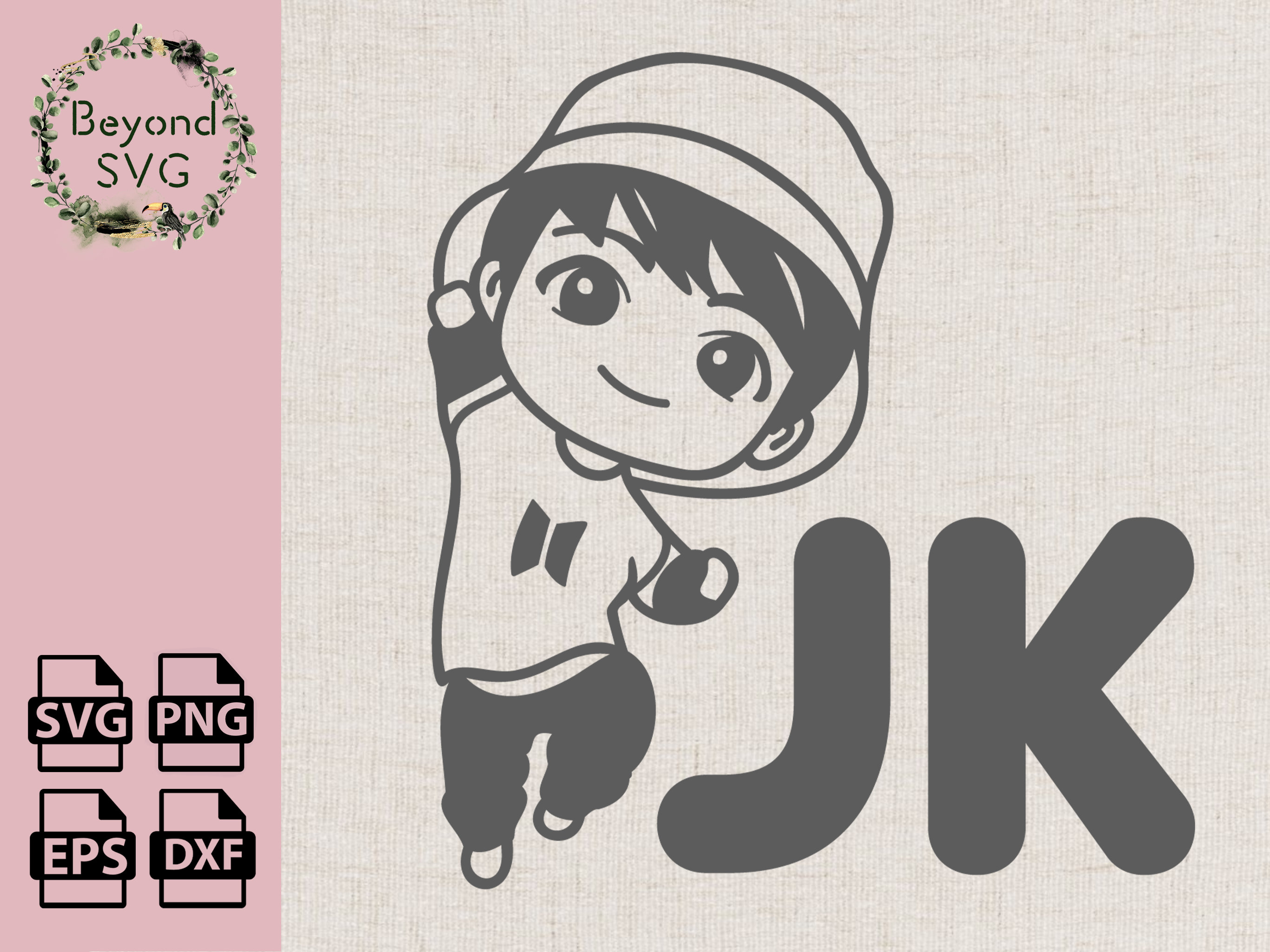 TinyTan Jungkook svg/ BTS member JK monogram svg/ svg