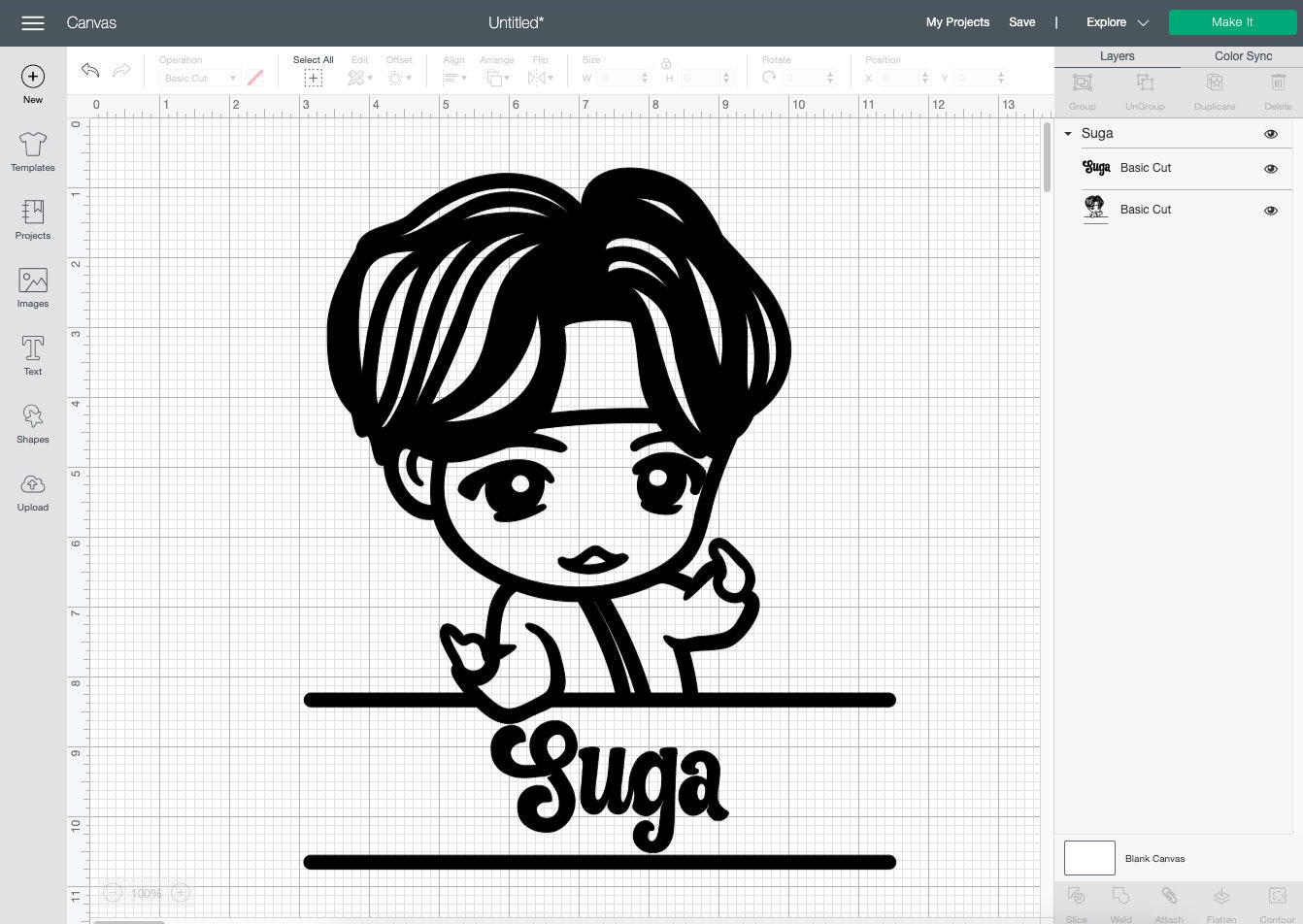 TinyTan BTS Suga SVG/ BTS Suga monogram/ svg files for