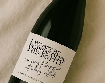 Poppin Bottle, Poppin Out Baby Cheers Funny Pregnancy Announcement Bottle Newborn Mom Motherhood Wine Label Gift Ideas Congrats Mama Parents