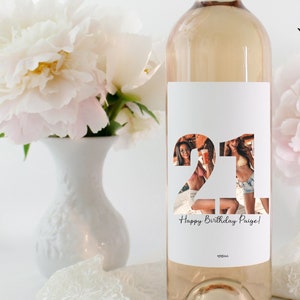 21 Custom Photo Wine Label Birthday 21 Legal 21st Graduation Gift Bar Cart Sorority Gift for Him Her Roommate Best Friend personalized gift