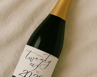 Cheers to Twenty Six in 2026 | 26th Birthday Handwriting Wine, Champagne Bottle Label Personalized Gift Idea, Minimalist