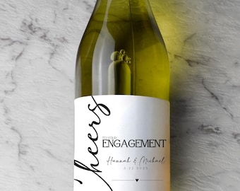 Cheers to Your Engagement Personalized Champagne Bottle Label Engaged, Congrats Custom for Couple Bride Groom Fiance, Wedding