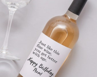CUSTOM Just Like Fine Wine Happy Birthday Wine Bottle Label Funny Cute Wine Label Gift for Her Him Gift Ideas Bday Personalized custom