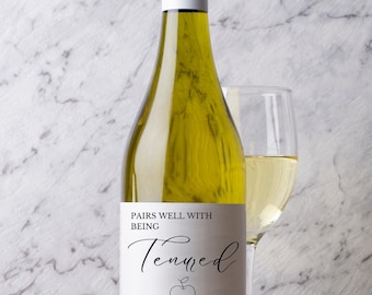 Pairs Well with Being Tenured Tenure Teacher Appreciation Red Apple School Teaching Funny Cute Wine Bottle Label Gift Ideas Colleague