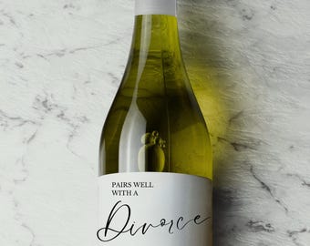 Pairs well with a Divorce New Chapter Funny Dark Humor Divorce Cheers Wine Label Gift Idea for Friend, Wine Lover Gifts for Her, Him