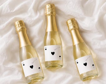 Custom Lucky in Love Bachelorette, Wedding, Anniversary, Cards, Ace, Wine Label Favor Bach for Bride Groom, Vegas, Atlantic City, Minis
