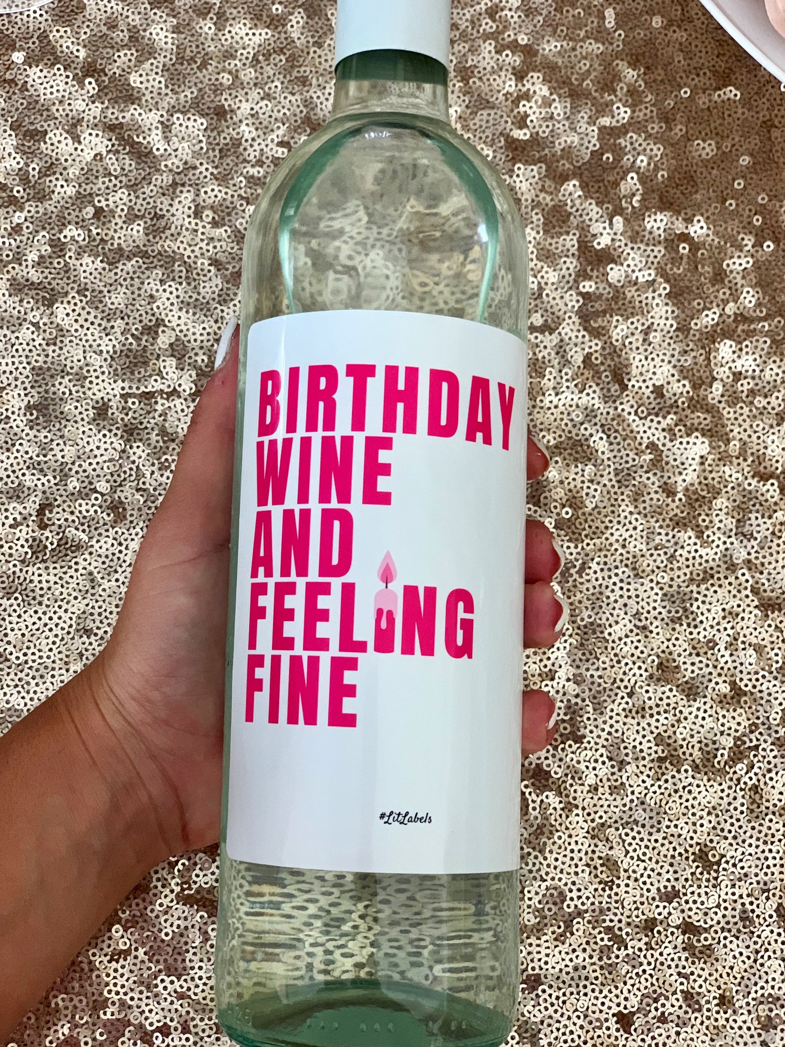 Birthday Wine or liquor Bottle Label Funny Pink Girly Bday Etsy