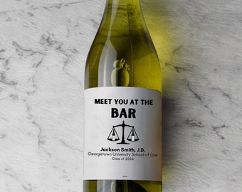 Meet You at the Bar Custom Law School Graduation Gift, Law Degree, J.D., Wine Label, Funny Gift for Him, Exam, Lawyer Gift, Attorney, Legal