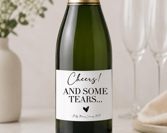 Cheers and Some Tears Cute, Funny Baby Pregnancy Announcement Wine, Bottle Label Gift Ideas Parents, Grandparent, New, Gifting