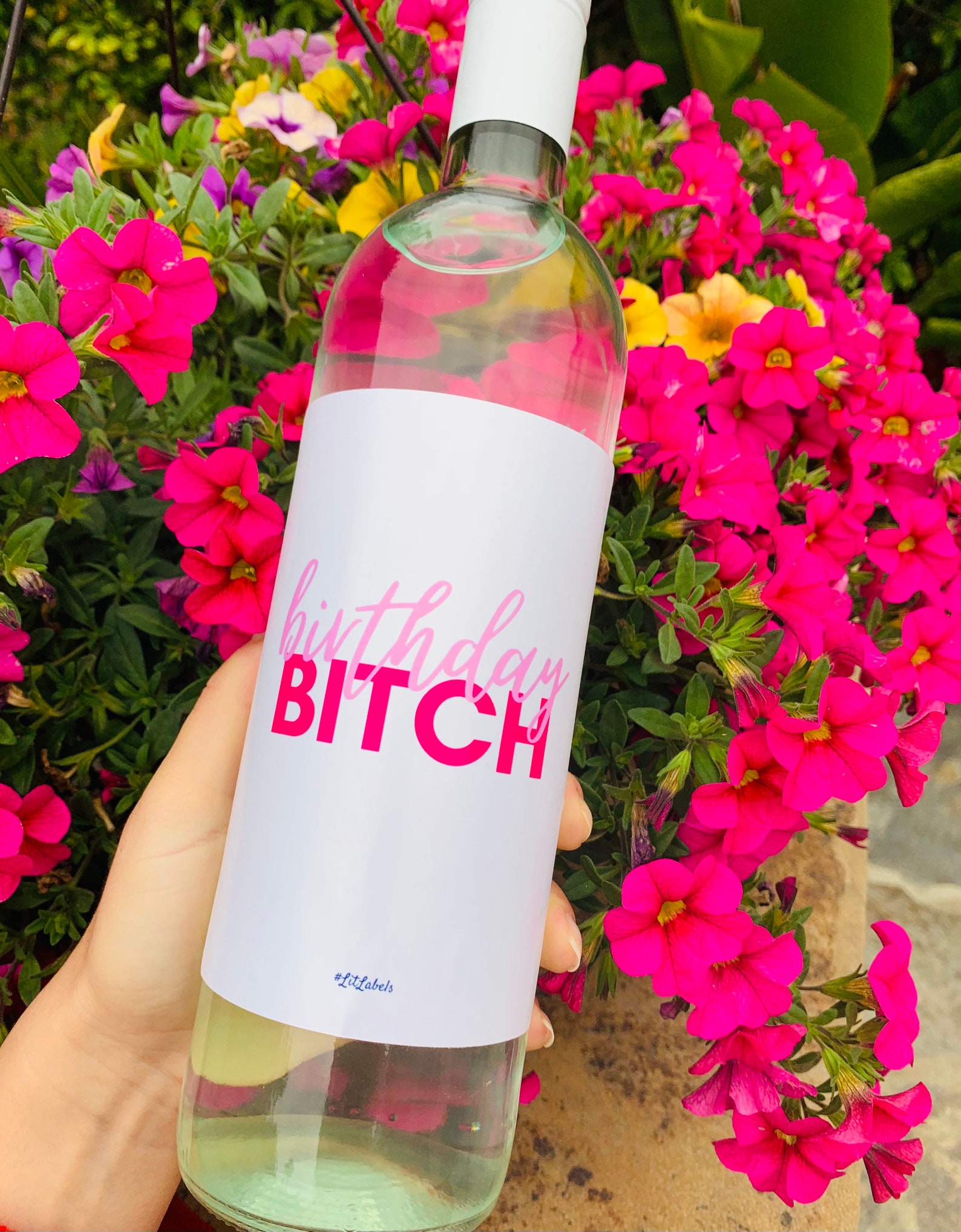 Happy Birthday Bitch Wine Bottle Label Funny Cute Wine Label - Etsy