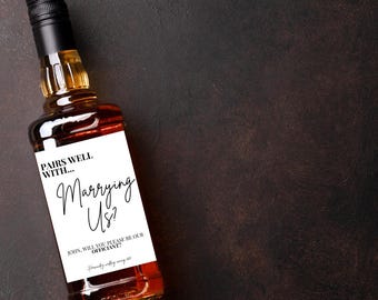 Officiant Gift, Pairs Well with; Engagement Engaged Wedding Congrats Cheers, Whiskey, Wine Champagne Bottle Label Personalized