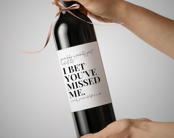 I Bet You Missed Me, Favorite Bottle of Wine Funny Postpartum Gift, Funny Bottle Label Gift Idea for New Mom, Newborn, Parents, Momma