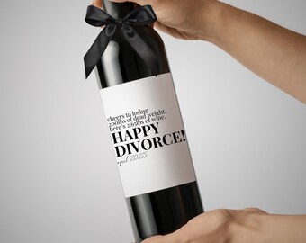 Funny Dark Humor Divorce Cheers Wine Label Gift Idea; Heartbreak, for Friend, Grieving, Wine Lover Gifts for Her, Him