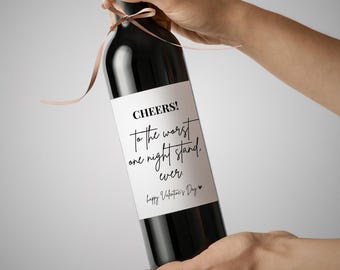 Funny One Night Stand Anniversary, Valentines Day Wine Bottle Label Cute Gifts for Him Her for Boyfriend Girlfriend Gift Ideas Husband Wife