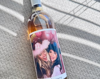 CUSTOM Photo Personalized Wine Label Gift for Birthday, Graduation, Sorority, Roommate, Best Friend, 21 21st for Her Him Personalization BFF