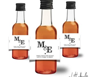 CUSTOM Pack Wedding Favors Labels for Mini Shooters Tied the Knot Take Shot