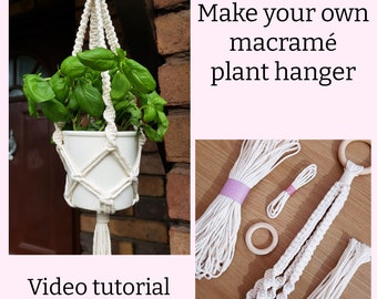 DIY Macrame Plant Hanger Kit With Video Tutorial | Make Your Own Plant Hanger | Plant Hanging Kit With Instructions | Beginners Craft Kit