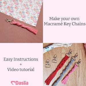 DIY Macrame Key chain Kit Make Your Own Key Rings Beginners Craft Kit With Pre Cut Cord Easy Instructions Video Tutorial image 3