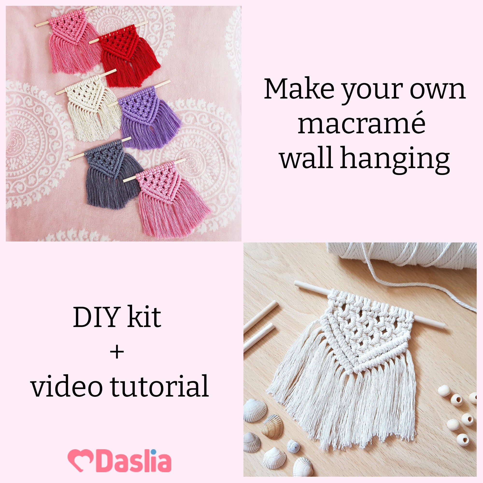 DIY Macrame Wall Hanging Kit With Video Tutorial Make Your - Etsy
