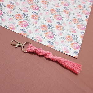 DIY Macrame Key chain Kit Make Your Own Key Rings Beginners Craft Kit With Pre Cut Cord Easy Instructions Video Tutorial Pink