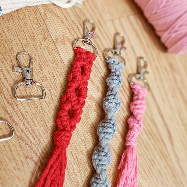 DIY Macrame Key chain Kit Make Your Own Key Rings Beginners Craft Kit With Pre Cut Cord Easy Instructions Video Tutorial image 2