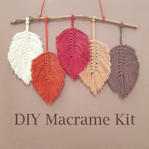 Kit de suspension murale en macramé de feuilles d'automne bricolage | Tutoriel vidéo | Créez votre propre décoration murale | Macramé thérapeutique | Feuilles de macramé | Déco d'automne