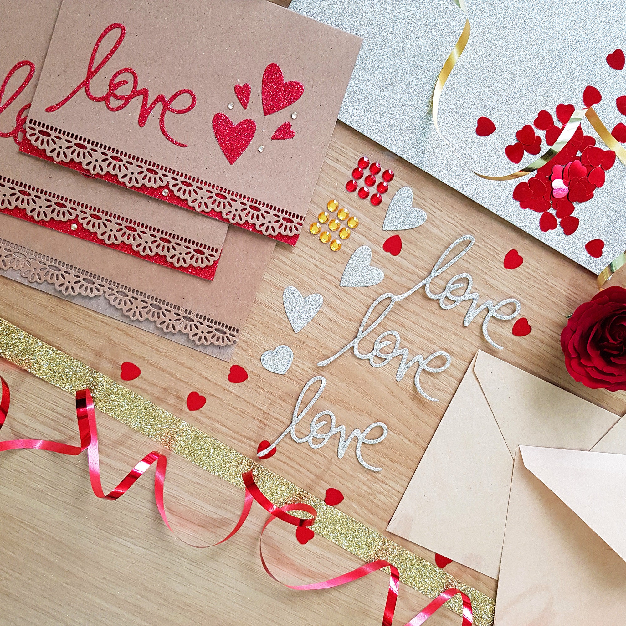 DIY Kit Love Heart Greeting Card Making Kit Glitter Craft Etsy