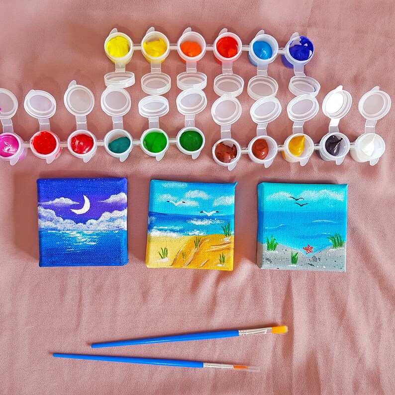 10 Set Acrylic Paint Canvas Set - 8x10 Inch Mini Canvas Painting Kit