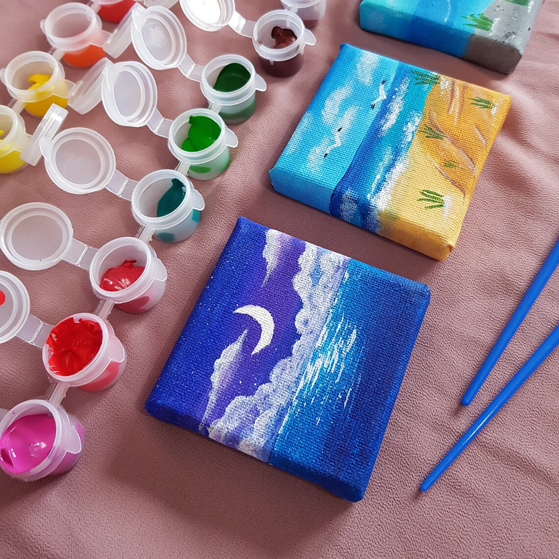 DIY Painting Kit Mini Canvas Painting Kit Letterbox Craft Etsy