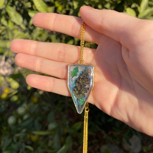 Blaue echte gepresste Blumen Charm Halskette