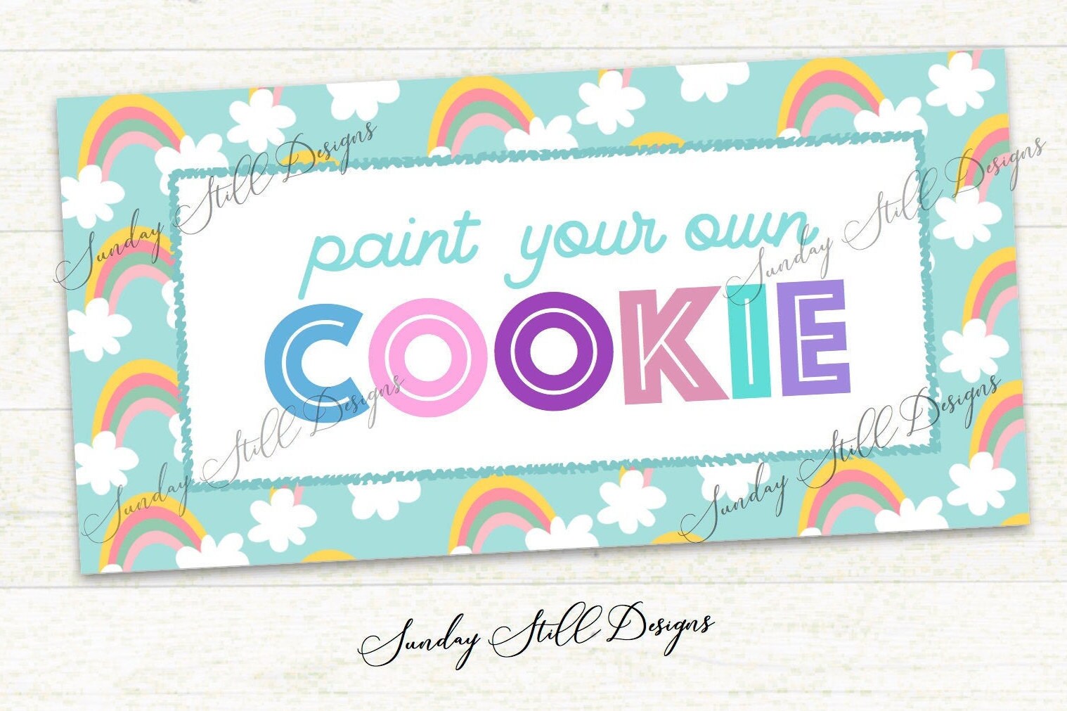 PYO Rainbow Cookie Bag Toppers 4 & 5 inch Cookie Bag Toppers Paint Your